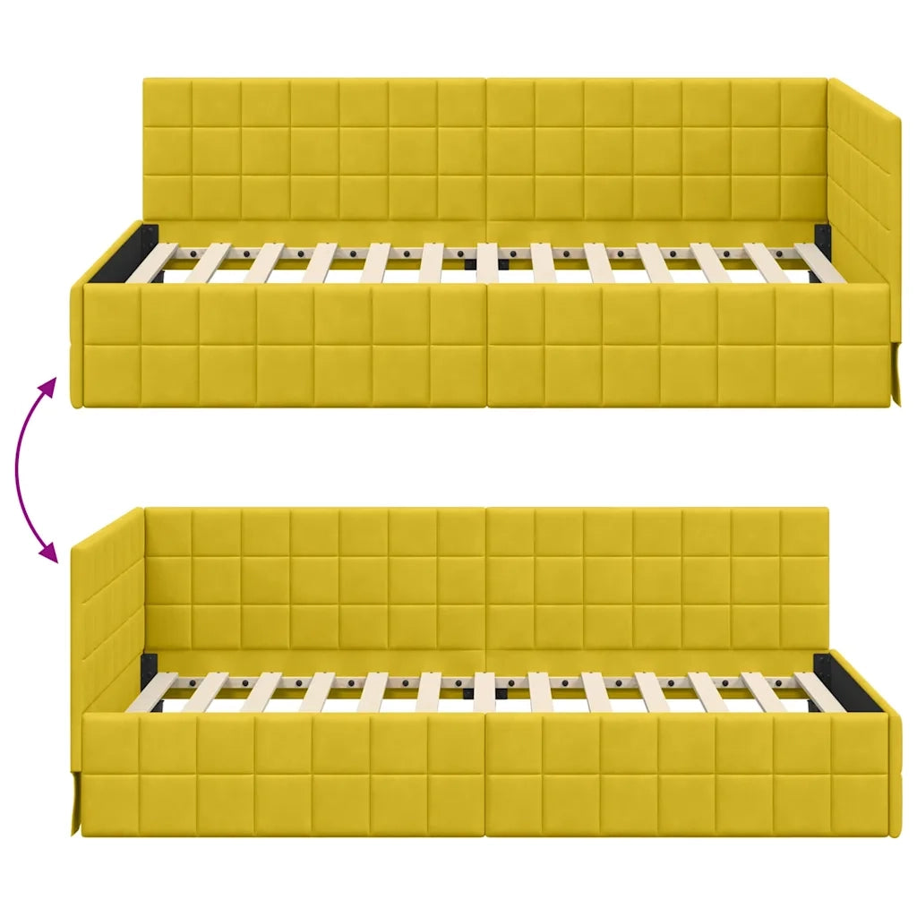 Cornice del letto ad angolo Giallo 90 cm x 200 cm Velluto 42016394