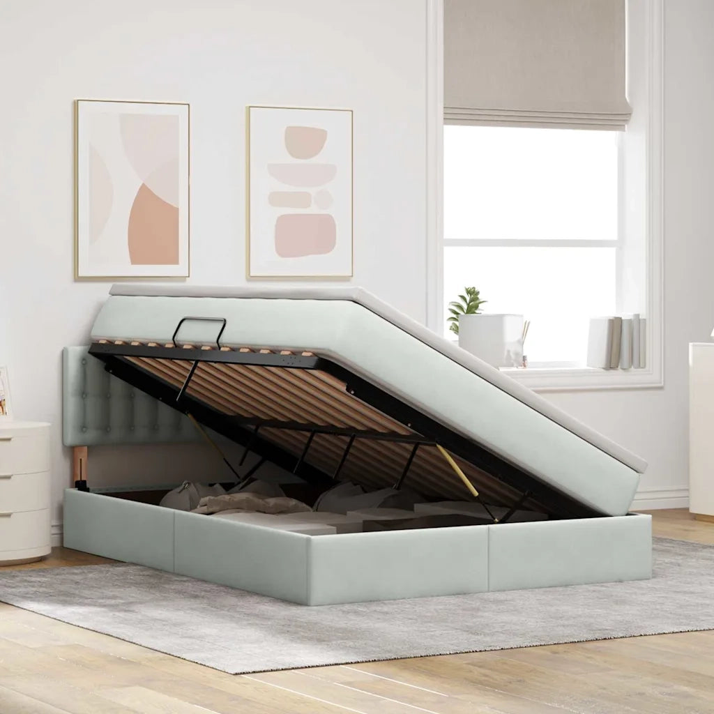 Letto con Contenitore Grigio chiaro 140 x 200 cm Velluto 3370881