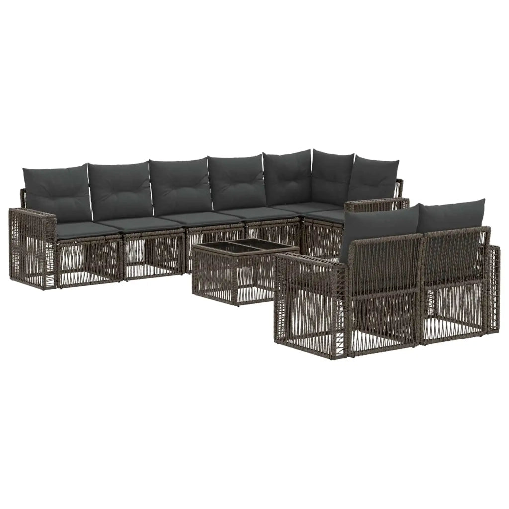 Set Divano da Giardino 9 pz Grigio e Grigio Scuro polyrattan 3435188