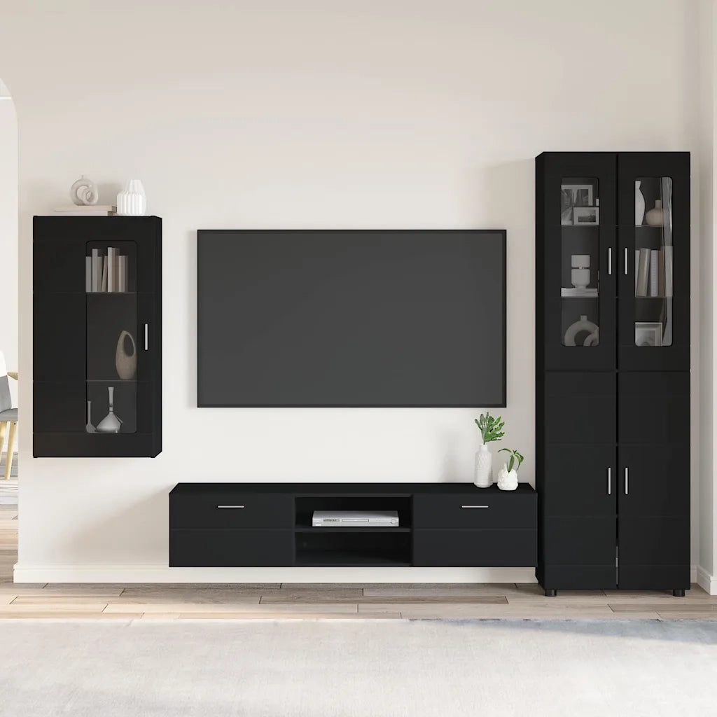 Set mobile TV con cassetto FLORIN Nero Legno multistrato