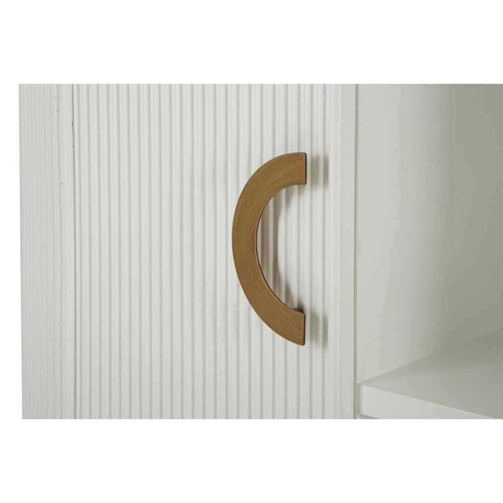 Mobile Tolosa in MDF, frassino e ferro bianco e oro 121x41x90 cm