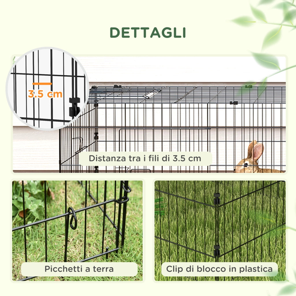 Gabbia per Conigli ¨C Minimal ¨C Verde Acciaio 185x75x50cm