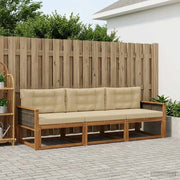 Set di divani da esterno con cuscino 3 pcs Naturale e Beige 3382301