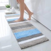 Tappeto antiscivolo per bagno, morbido, alta densità, microfibra, matraccio per bagno, assorbente, lavabile, 40 x 120 cm, blu/grigio