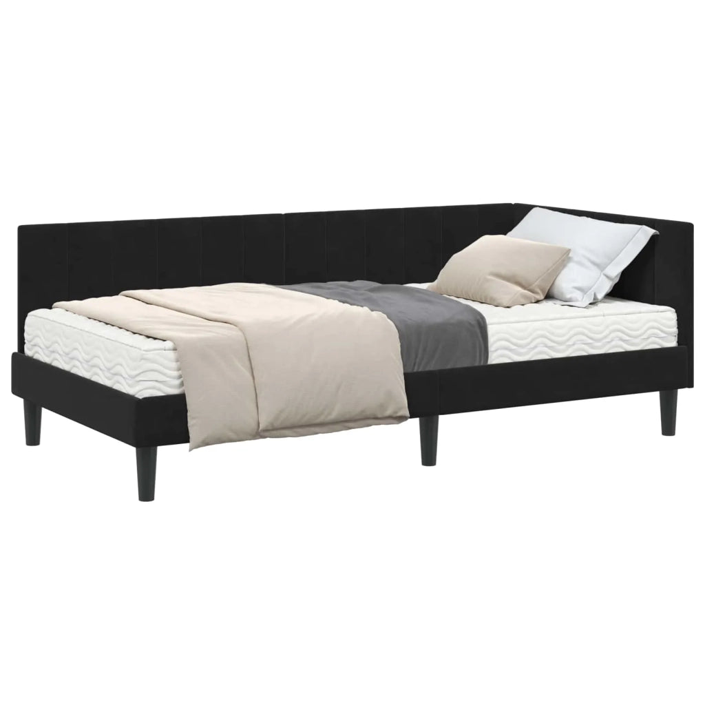 Struttura Letto Angolare con Materasso 2 pcs Nero Velluto 3393903