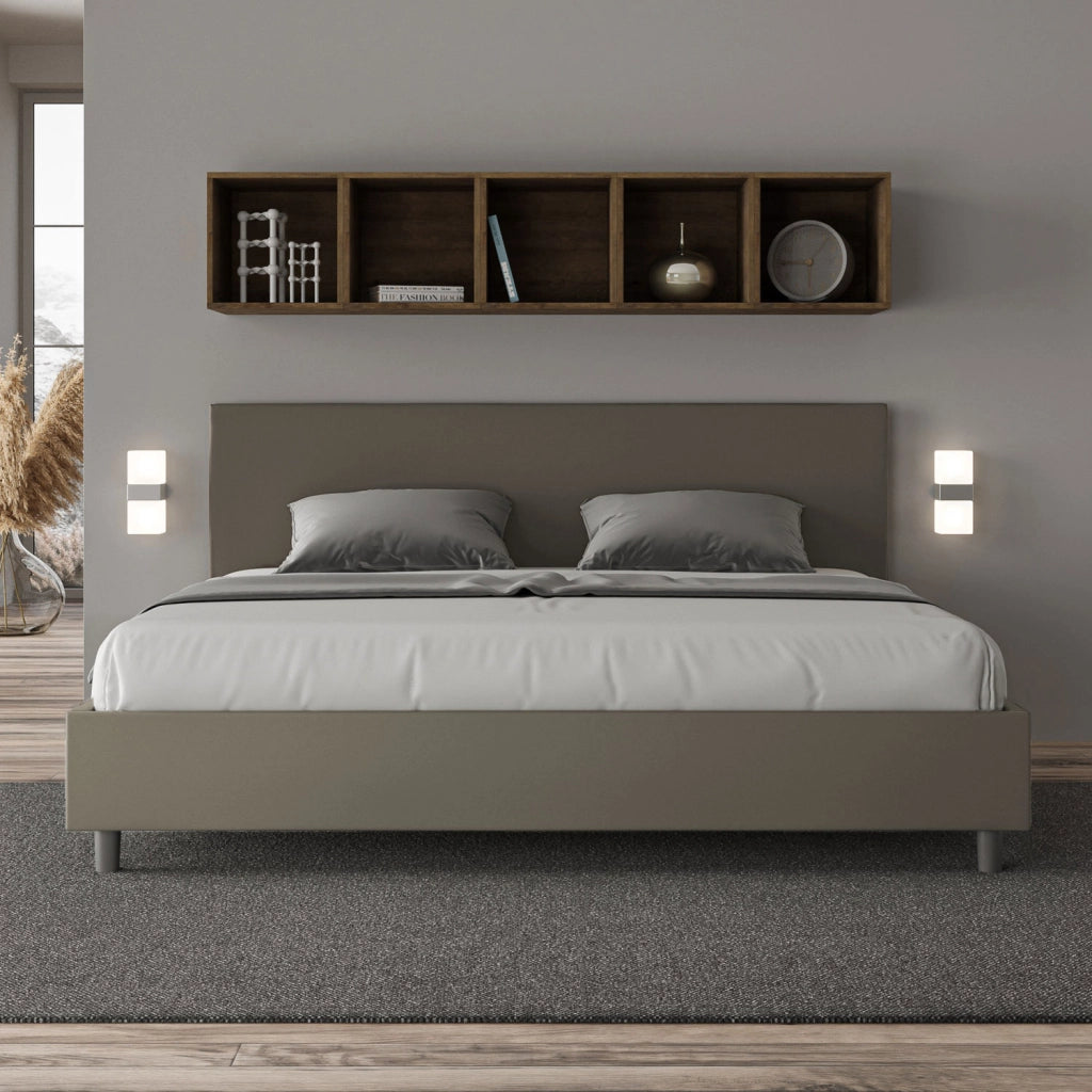 BS COM Letto senza rete imbottito 180x190 similpelle cappuccino