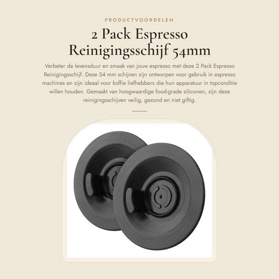 Pacco da 2 - Dischi di pulizia per macchina del caffè - 54mm - Silicone - Grade alimentare - Dischi di pulizia per macchina del caffè - Pulizia efficace