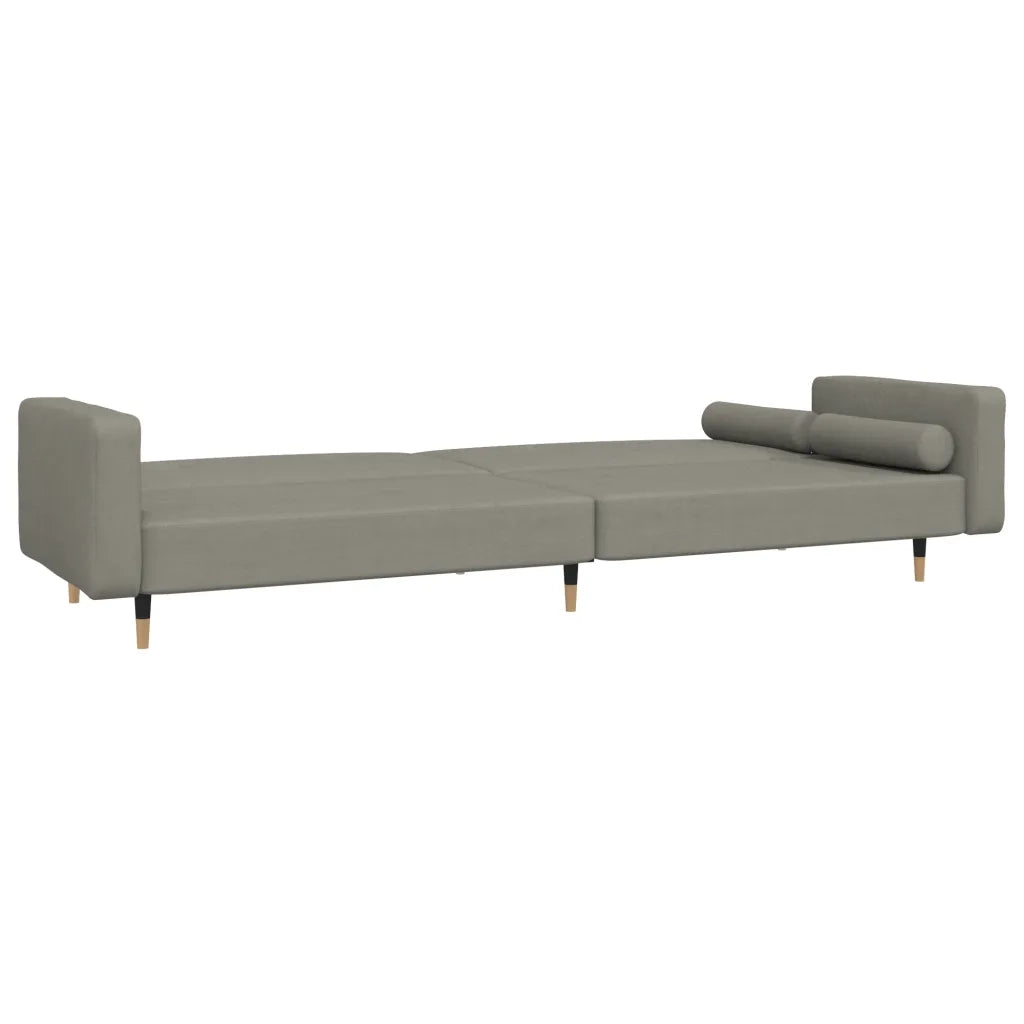 Divano letto | Sof¨¤ letto | Letto singolo a 2 Posti con 2 Cuscini Grigio Chiaro in Velluto