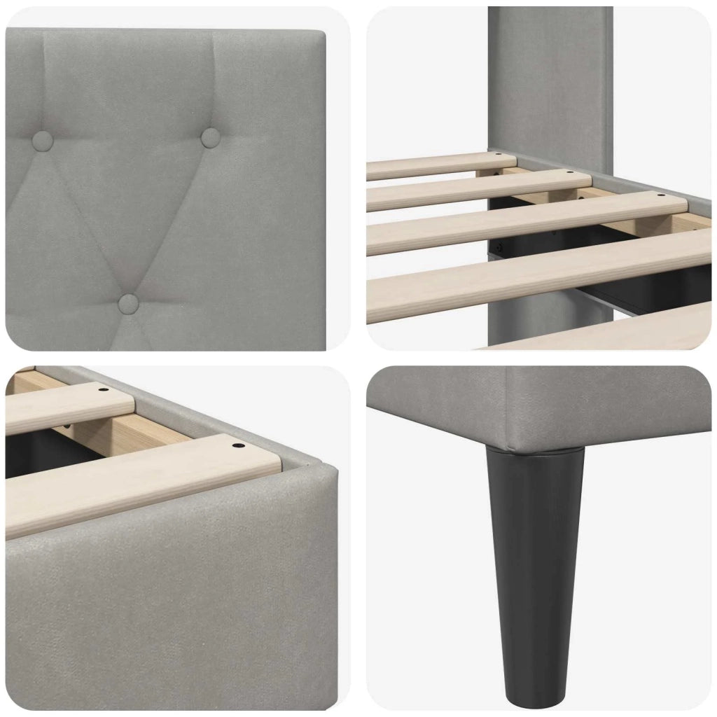 Struttura del letto-Giroletto Grigio Chiaro 90 x 200 cm Velluto 358519