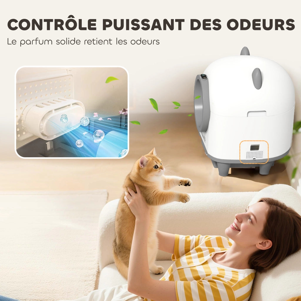 Cassettiera per Gatti Autopulente con App ¨C Minimal ¨C Bianco 55.5x51x60 cm