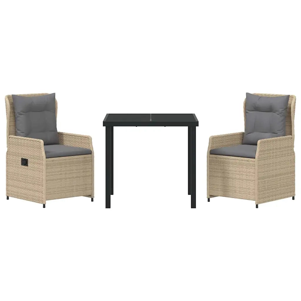 Set da Pranzo per Giardino 3 pcs Beige e Grigio Chiaro