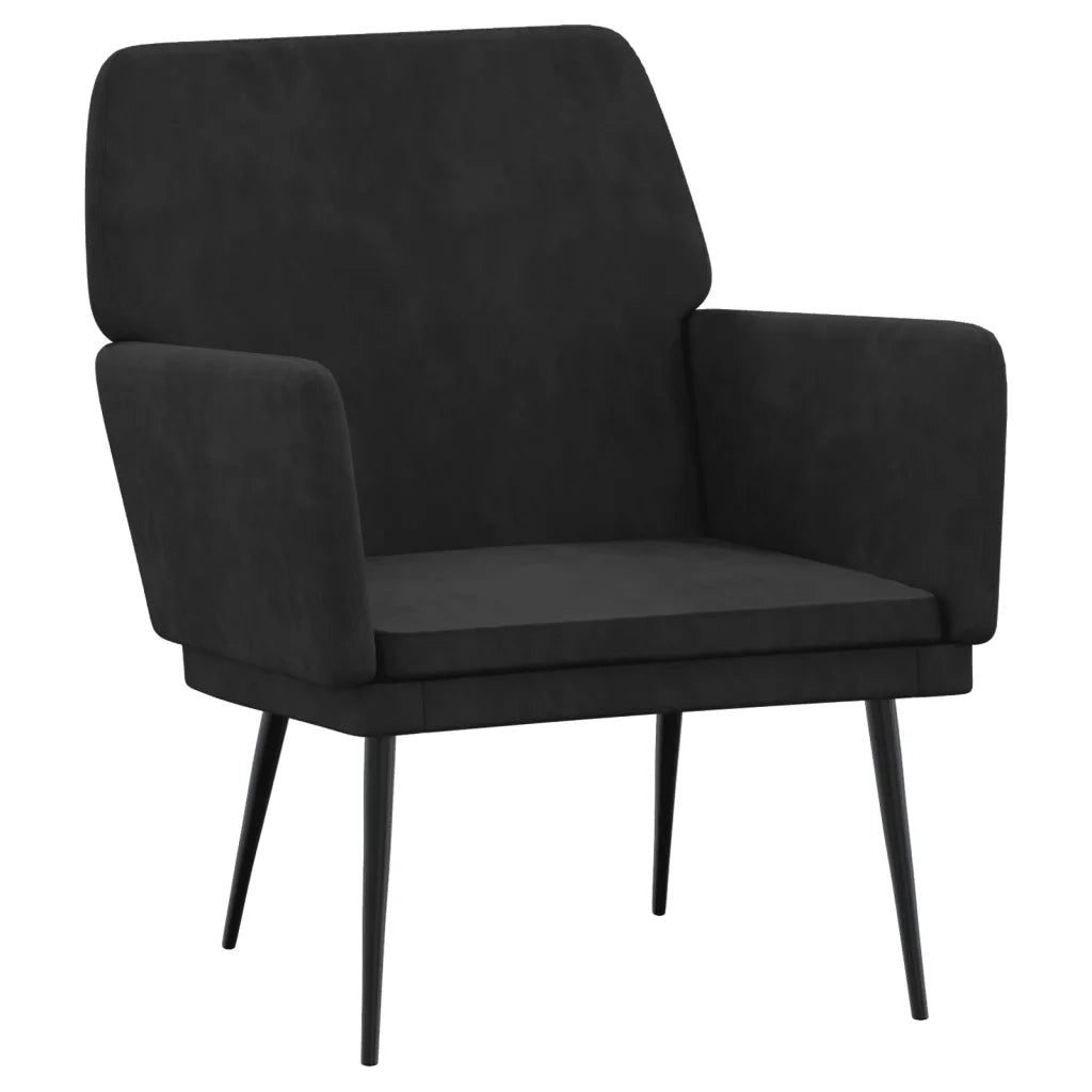Poltrona Nera 62x79x79 cm Velluto 351377