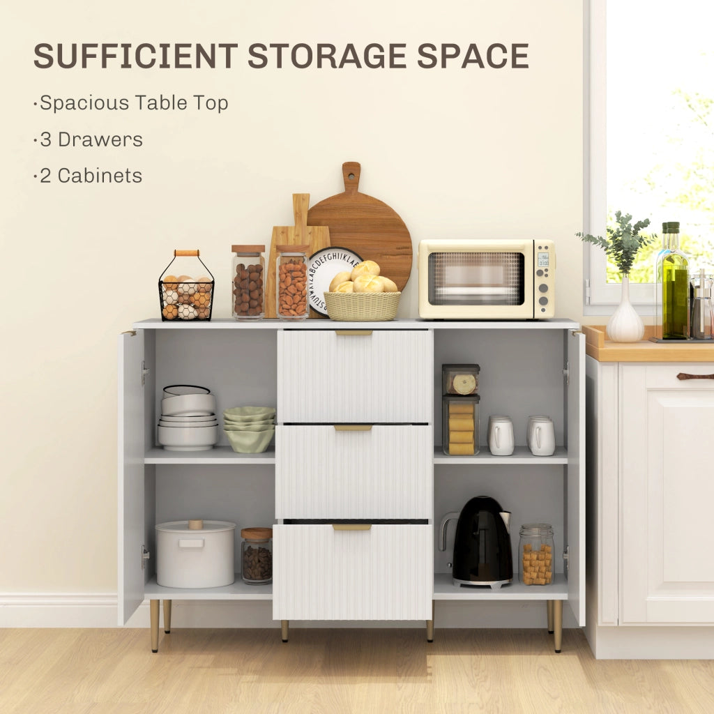Credenza con 3 Cassetti e 2 Ante ¨C Minimal ¨C Legno e Metallo, Bianco