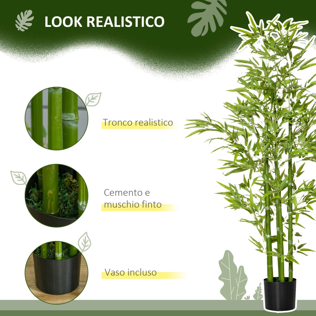 Pianta Finta Bamb¨´ ¨C Minimal ¨C 150cm con Vaso Verde
