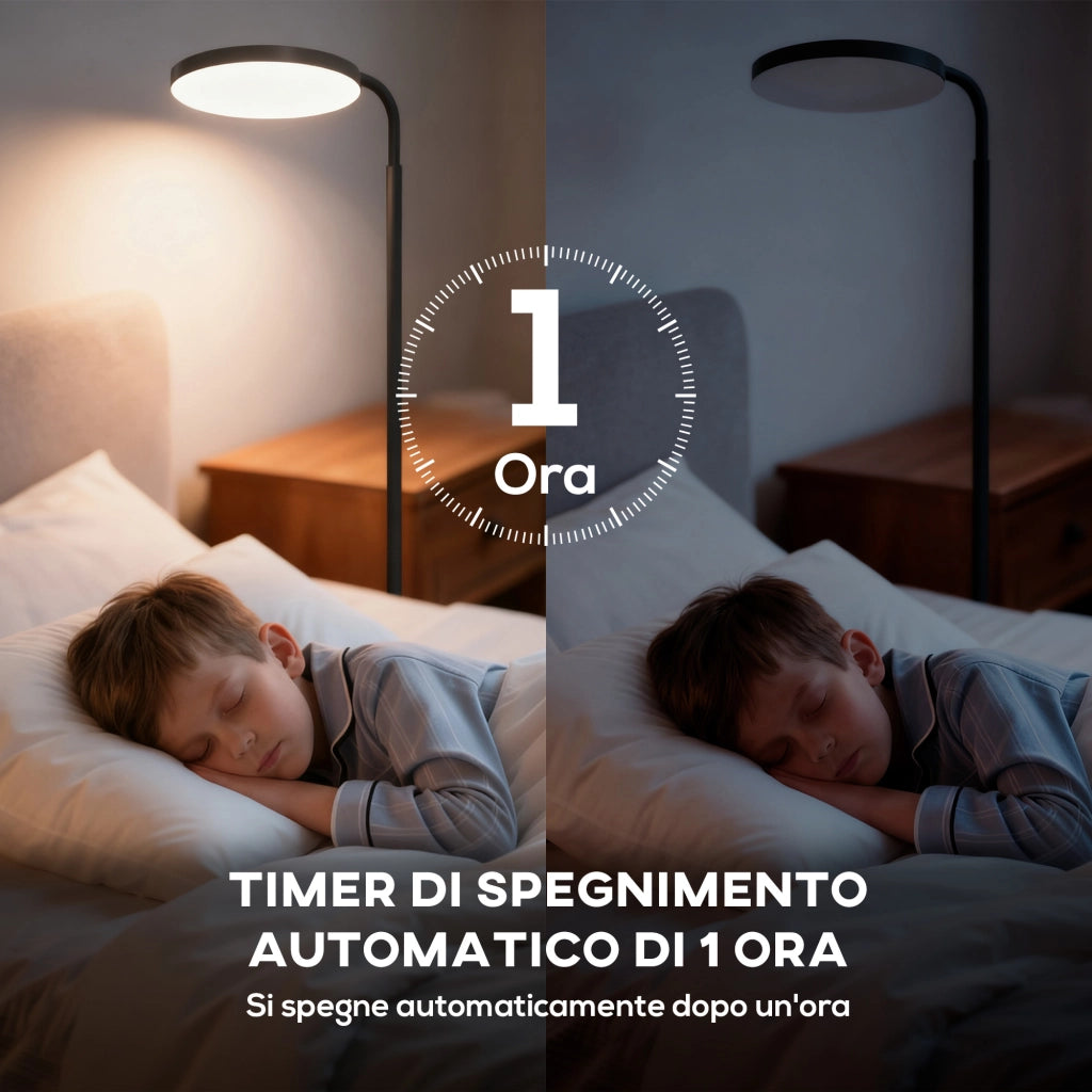 Lampada da Terra LED Regolabile ¨C Xylo ¨C 3000K-6500K Testa Girevole 350¡ã Telecomando Magnetico Nero