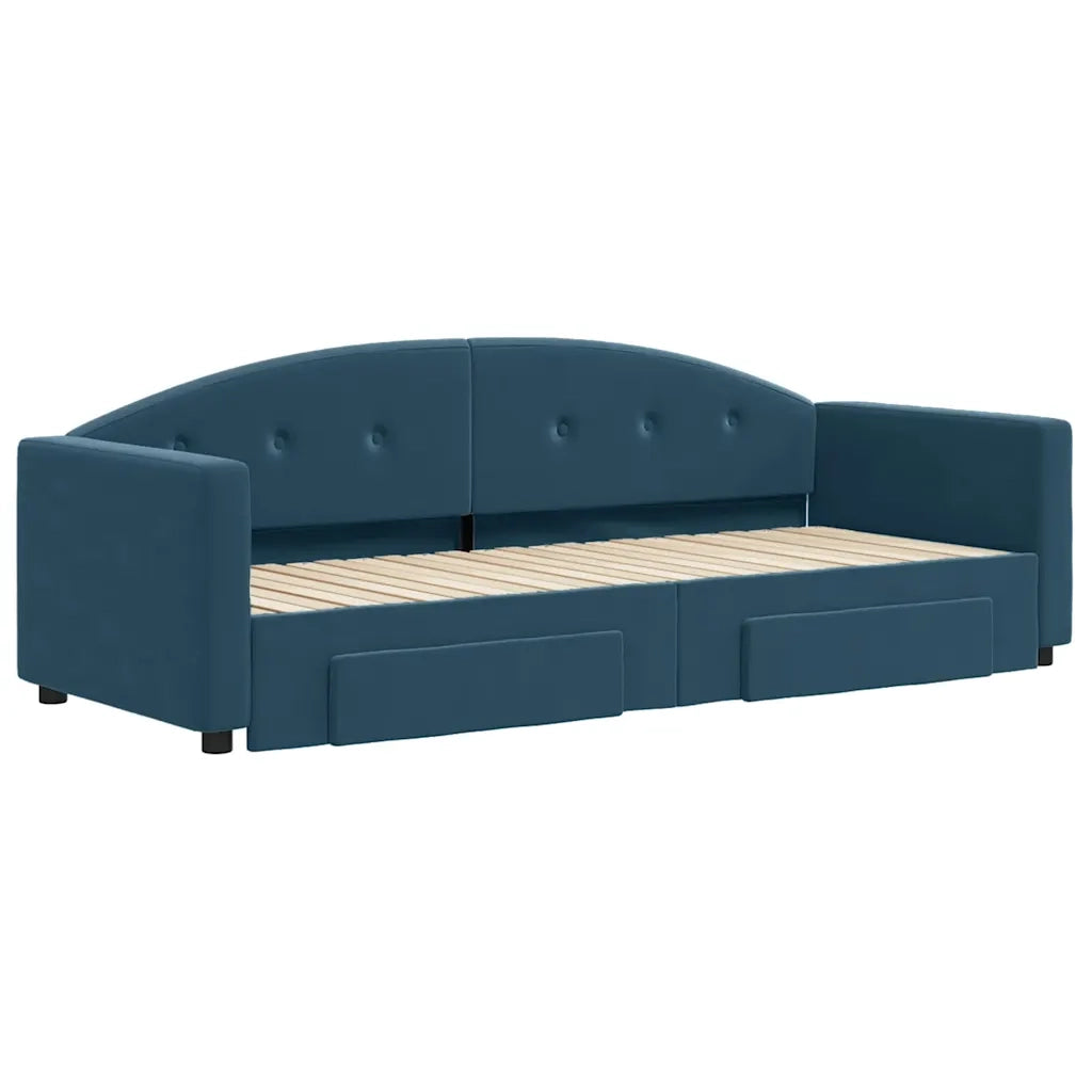 Divano Letto Estraibile con Cassetti Blu 80x200 cm Velluto 3197341