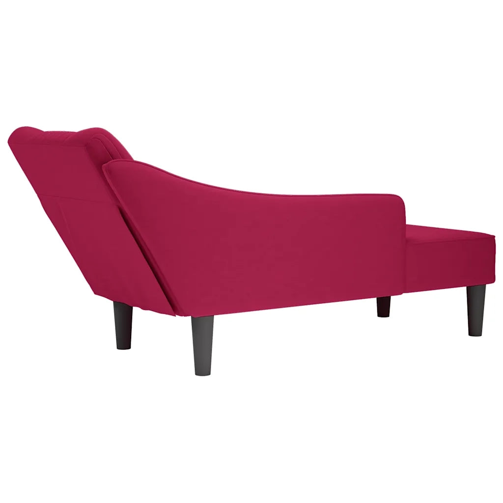 Sdraio con Bracciolo Destro in Velluto Rosso Vino 4009796