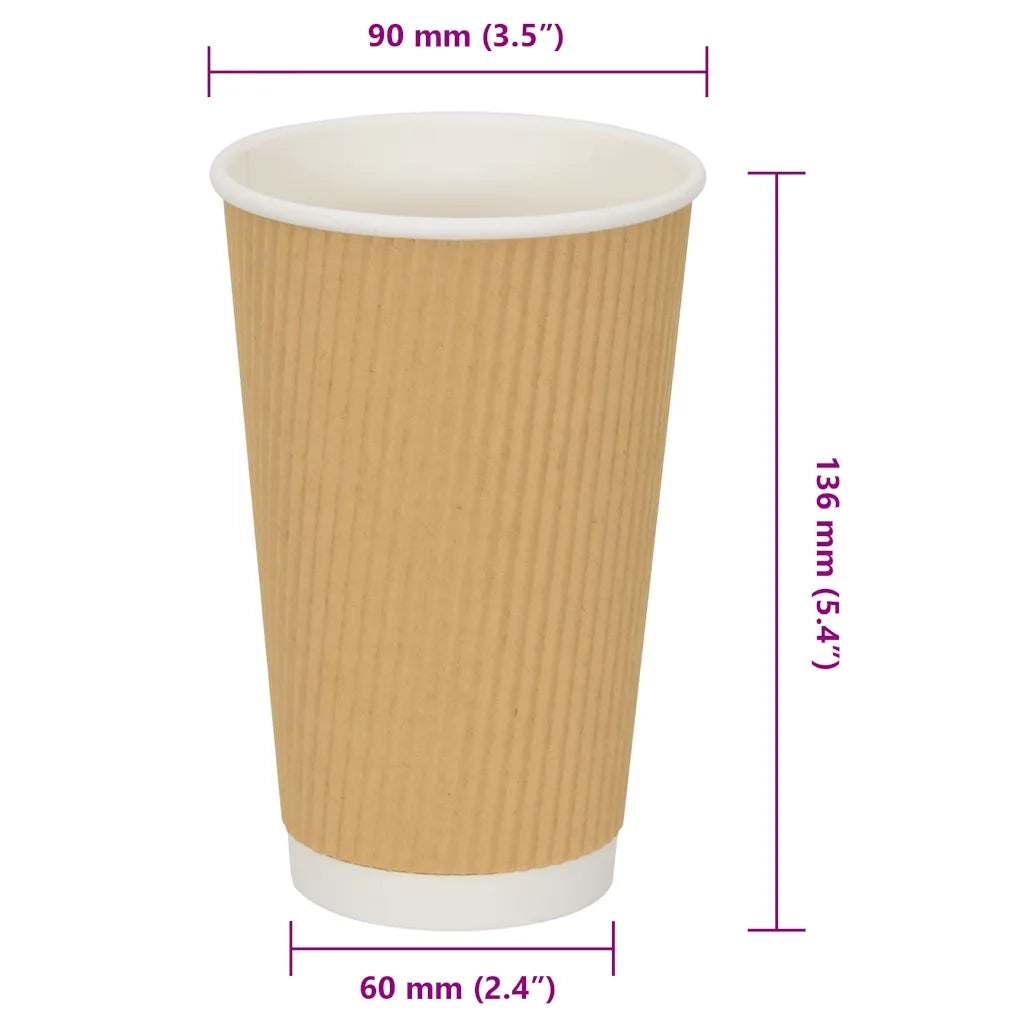 Bicchieri da Caffè in Carta 500 pz 16oz 400ml Marrone 4102801