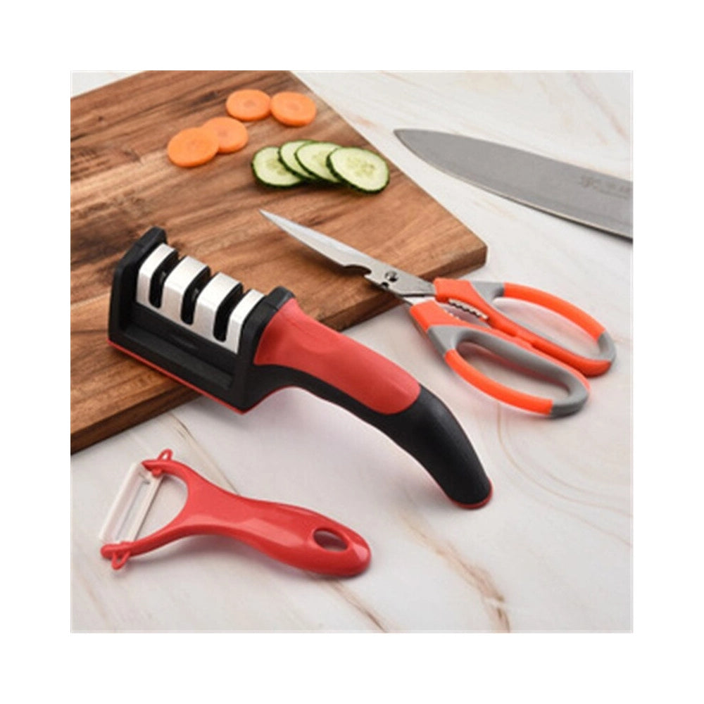 Trade Shop - Affilacoltelli In Plastica E Acciaio Inox Per Affilare Lame Forbici E Coltelli -