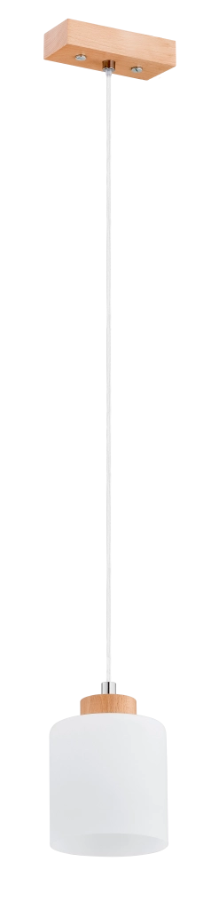 Lampada sospensione minimal bianco-legno E27 15W Alfa EMKA