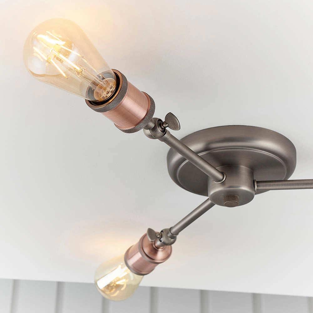 Plafoniera industriale rame anticato 3 luci E27 Endon