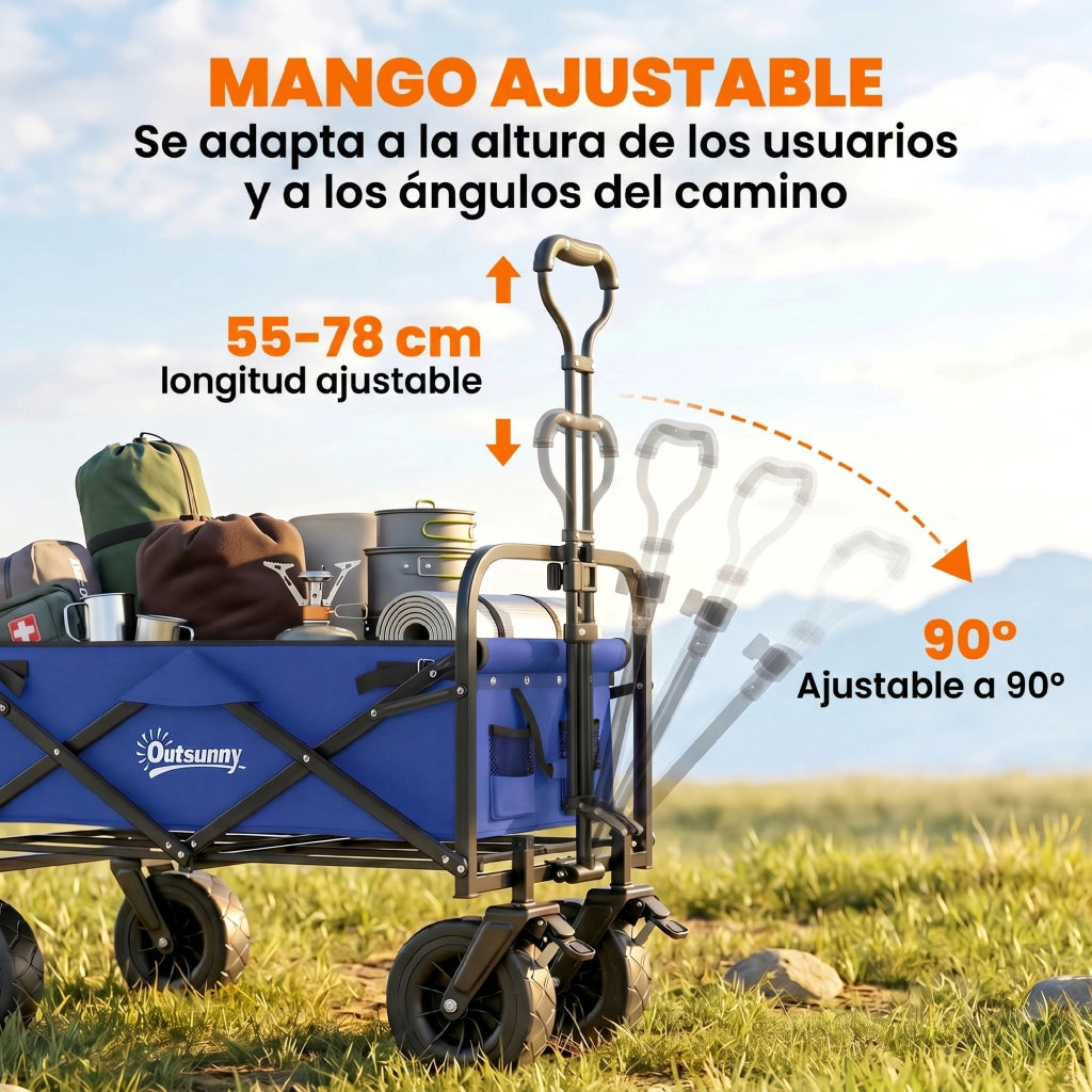 Carrello da Giardino Pieghevole ¨C Minimal ¨C Blu Scuro, 100 kg