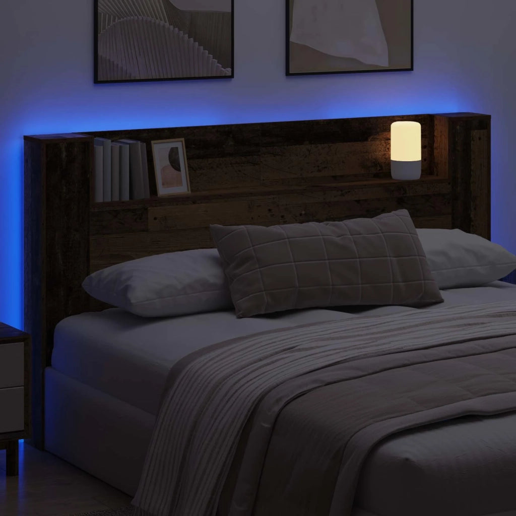 Testata con Mobile e LED Legno vecchio 180 x 16,5 x 103,5 cm 8006574