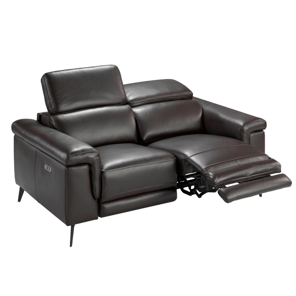 Divano relax a 2 posti in pelle marrone cioccolato