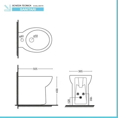 Coppia sanitari filomuro scarico universale e copriwc soft-close linea Cipro