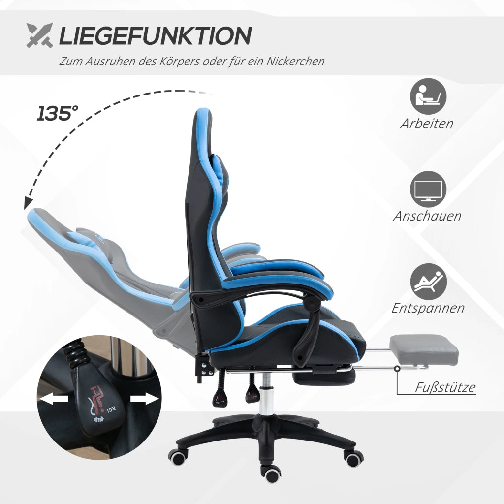 Sedia da Ufficio Gaming ¨C Zephmum ¨C Blu e Nero con Schienale e Supporto Lombare