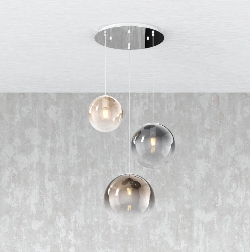 SOSPENSIONE 1 LUCE ATTACCO E27 IN VETRO BIG ECLIPSE D25CM BRONZO ROSONE ACQUISTABILE SEPARATAMENTE