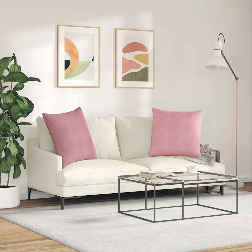 Cuscini da Divano 2 pcs Rosa 80 x 80 cm Tessuto in Cords 42014061