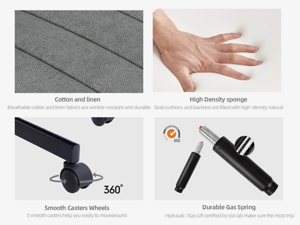 Sedia da Ufficio Girevole ¨C MINIMAL ¨C Tessuto Imbottito, Senza Braccioli, Altezza Regolabile