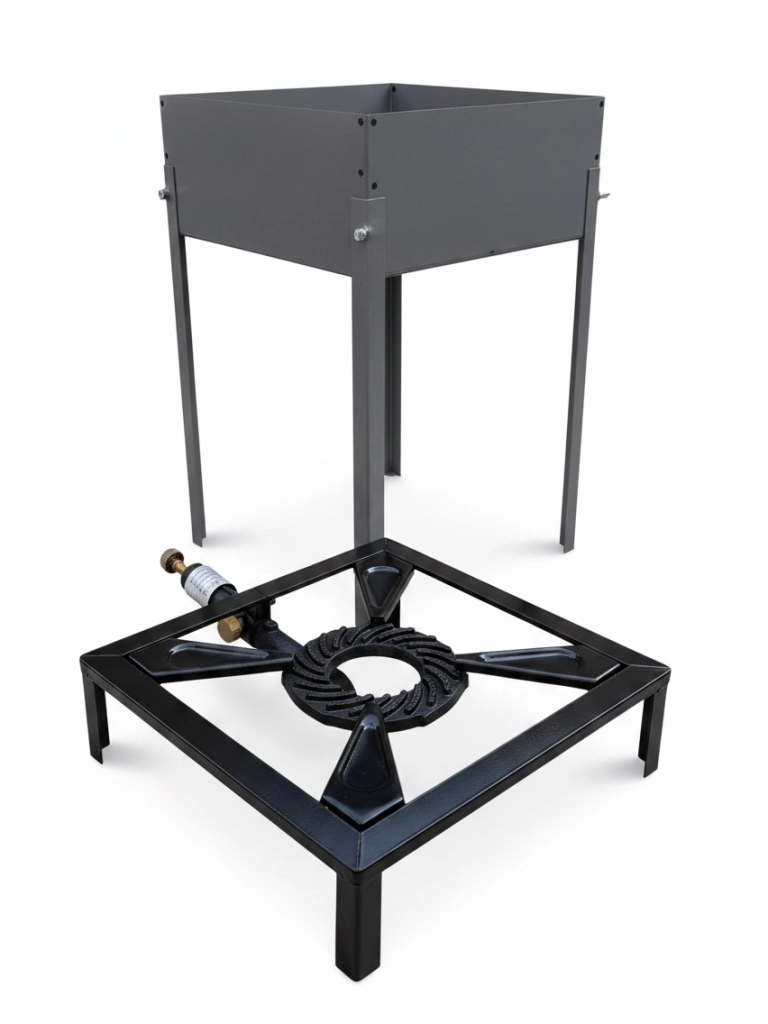 Supporto in Ferro per Fornellone a Gas, 41x41x63,5 cm H, Struttura con Gambe in Ferro CON fornellone