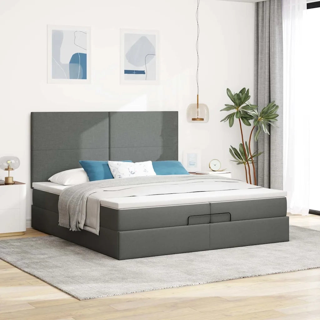 Struttura Letto Pouf con Materassi 200x200 cm in Tessuto 3313949