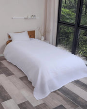 Sprea a Wafel Piqué - 100% Cotone - Reversibile - 180 x 200 cm - Bianco