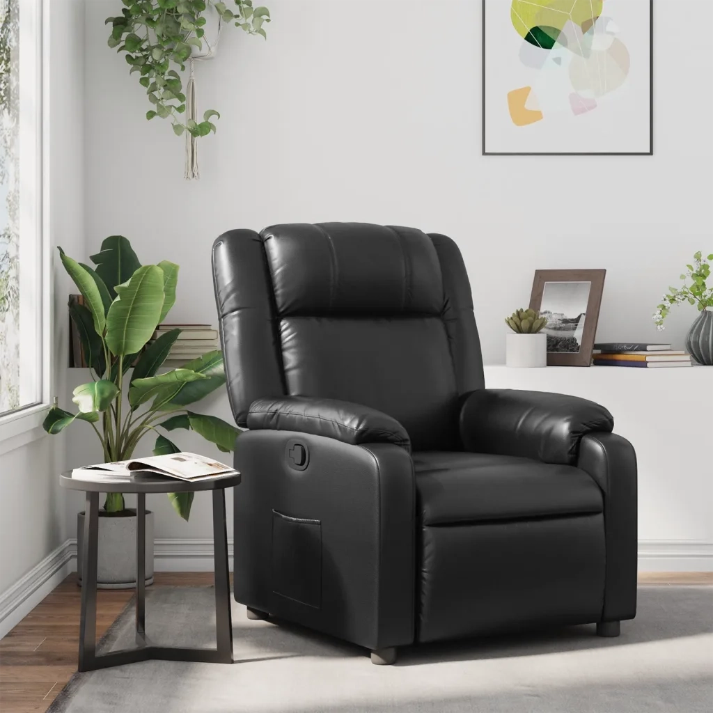 Poltrona Reclinabile Nera in Similpelle 373522