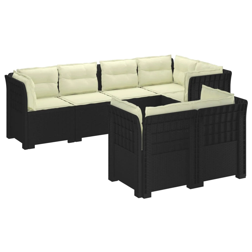 Divano 7 Posti da Giardino con Cuscini Aspetto Rattan PP 3444158