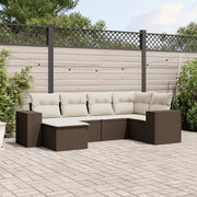 Set Divano da Giardino 6 pz con Cuscini Marrone in Polyrattan 3255200
