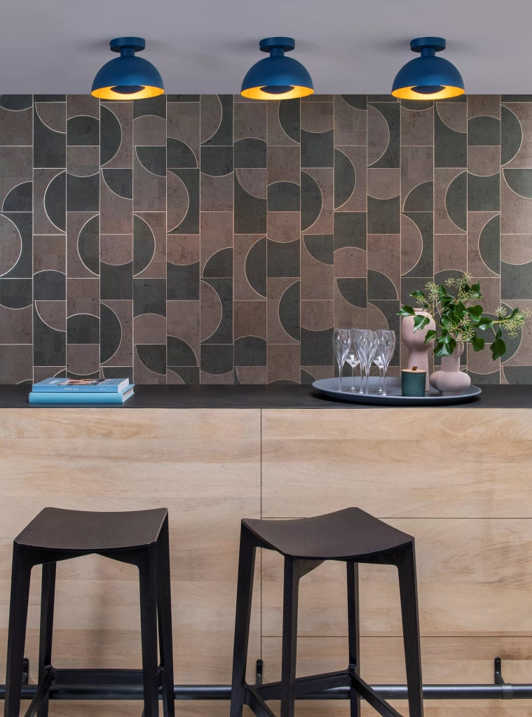 Plafoniera semicircolare blu oro Siemon Lucide E27