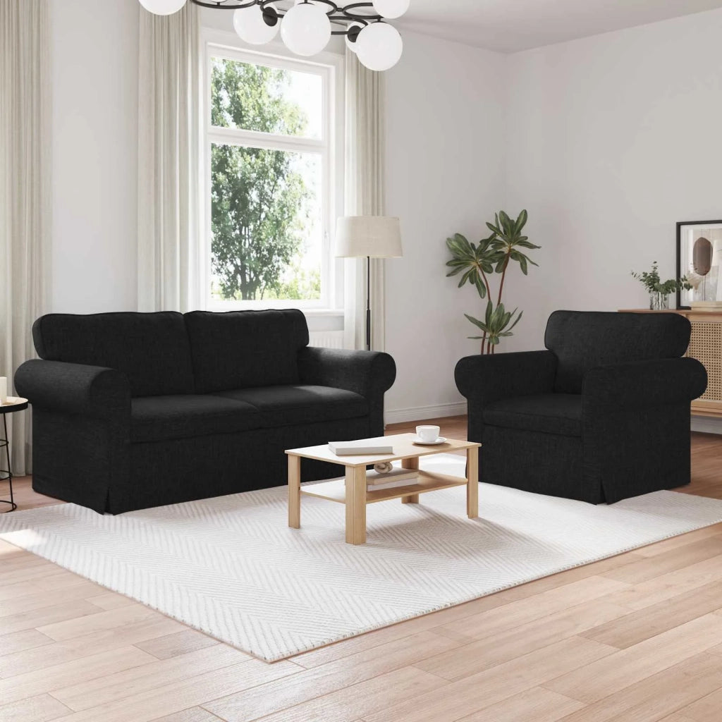 Set di divani 2 pcs Nero 175 x 82 x 80 cm Tessuto 3407532