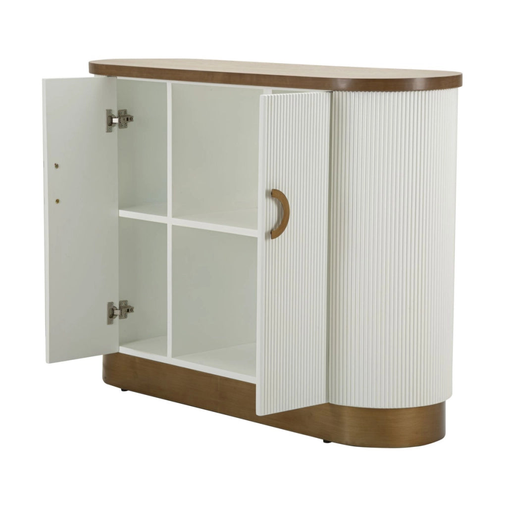 Mobile Tolosa in MDF, frassino e ferro bianco e oro 121x41x90 cm