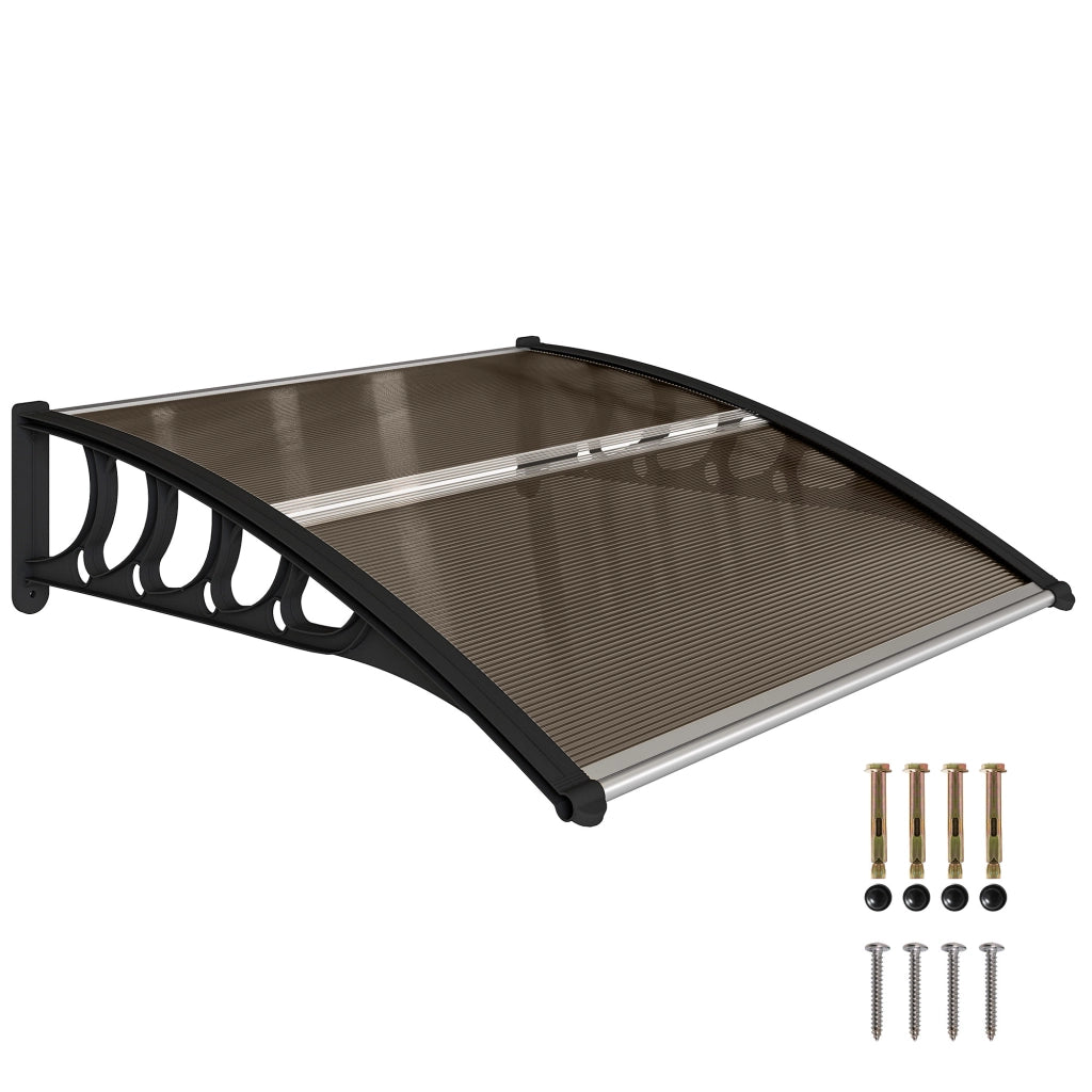 Tettoia Pensilina Policarbonato ¨C Xylo ¨C Marrone 103x96.5x27cm Esterno Porte Finestre