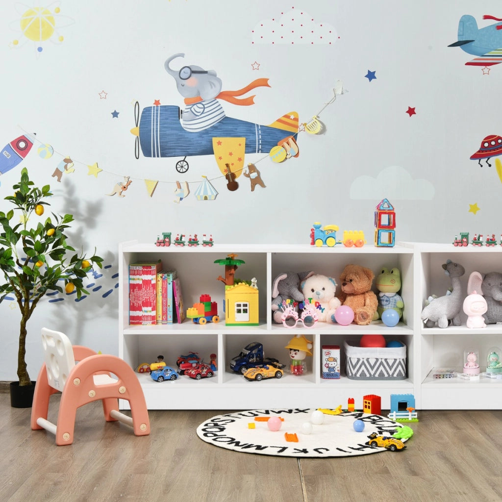 Libreria a 5 cubi per bambini e organizer giocattoli, Scaffale di legno con 5 scompartimenti per stanza Bianco