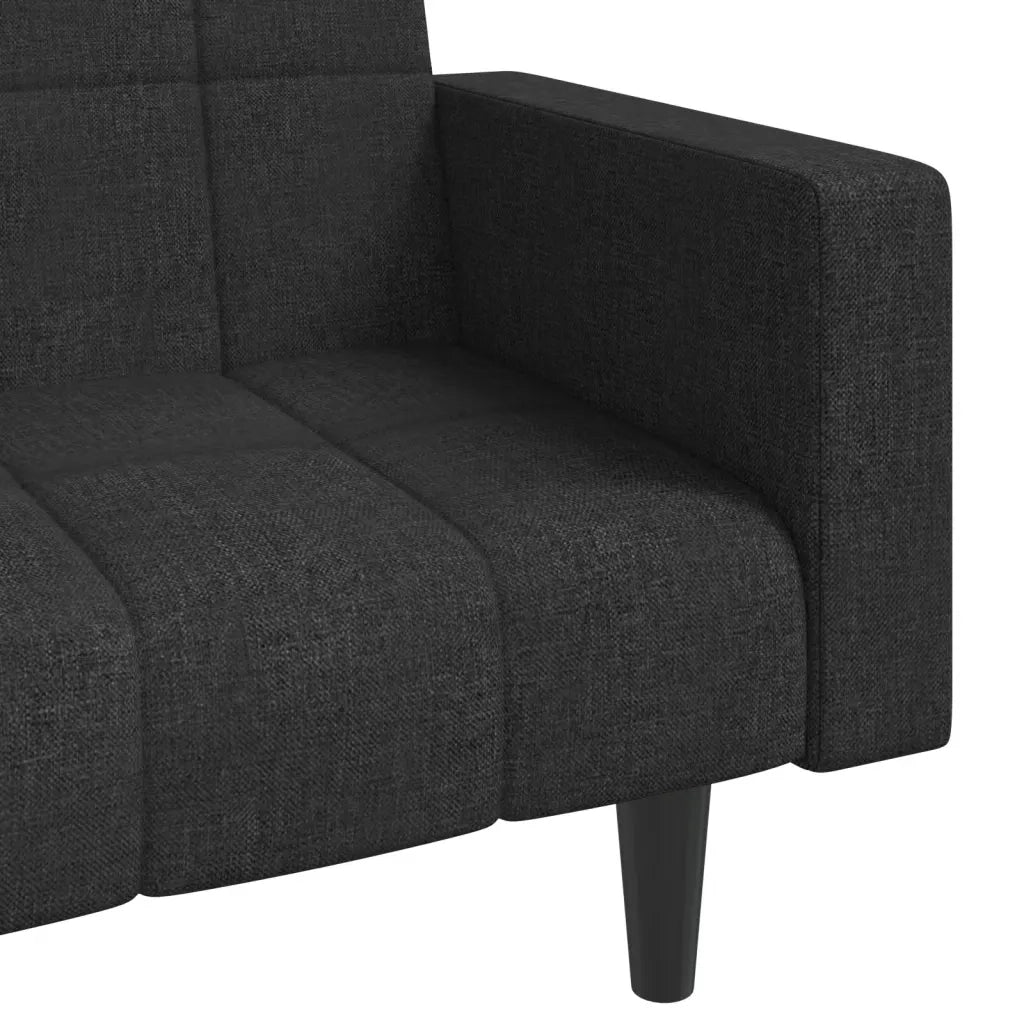 Divano letto | Sof¨¤ letto | Letto singolo a 2 Posti con 2 Cuscini Nero in Tessuto