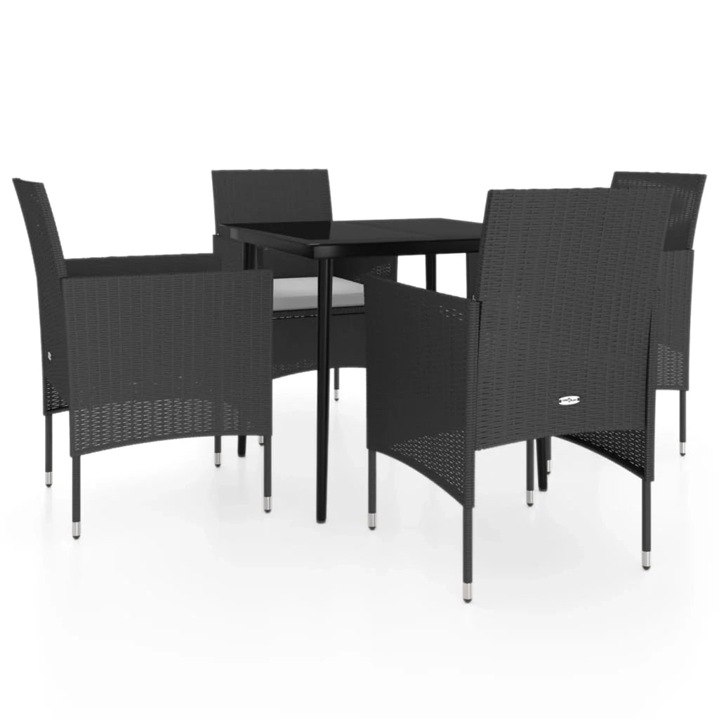 Set da pranzo da esterno nero da 5 pezzi con cuscini 02_0014154