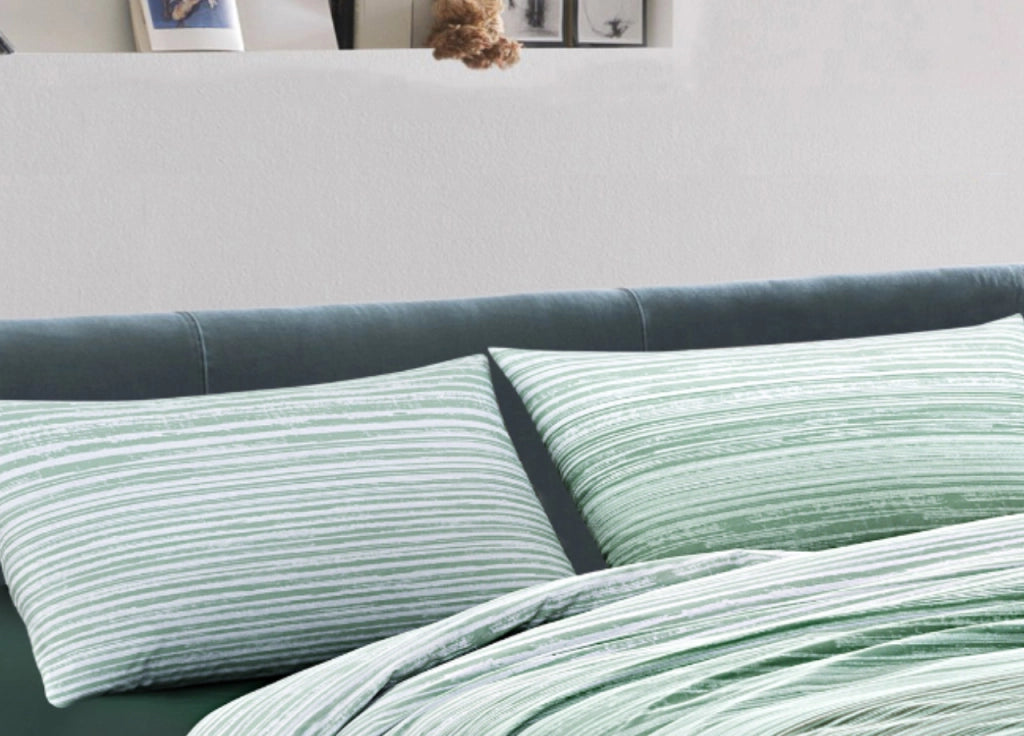 Completo Lenzuola Letto 100% Cotone Made In Italy Disegno Padel - Piazza e Mezza - Verde
