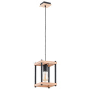 Lampada a sospensione rustica legno gabbia E27 Alfa