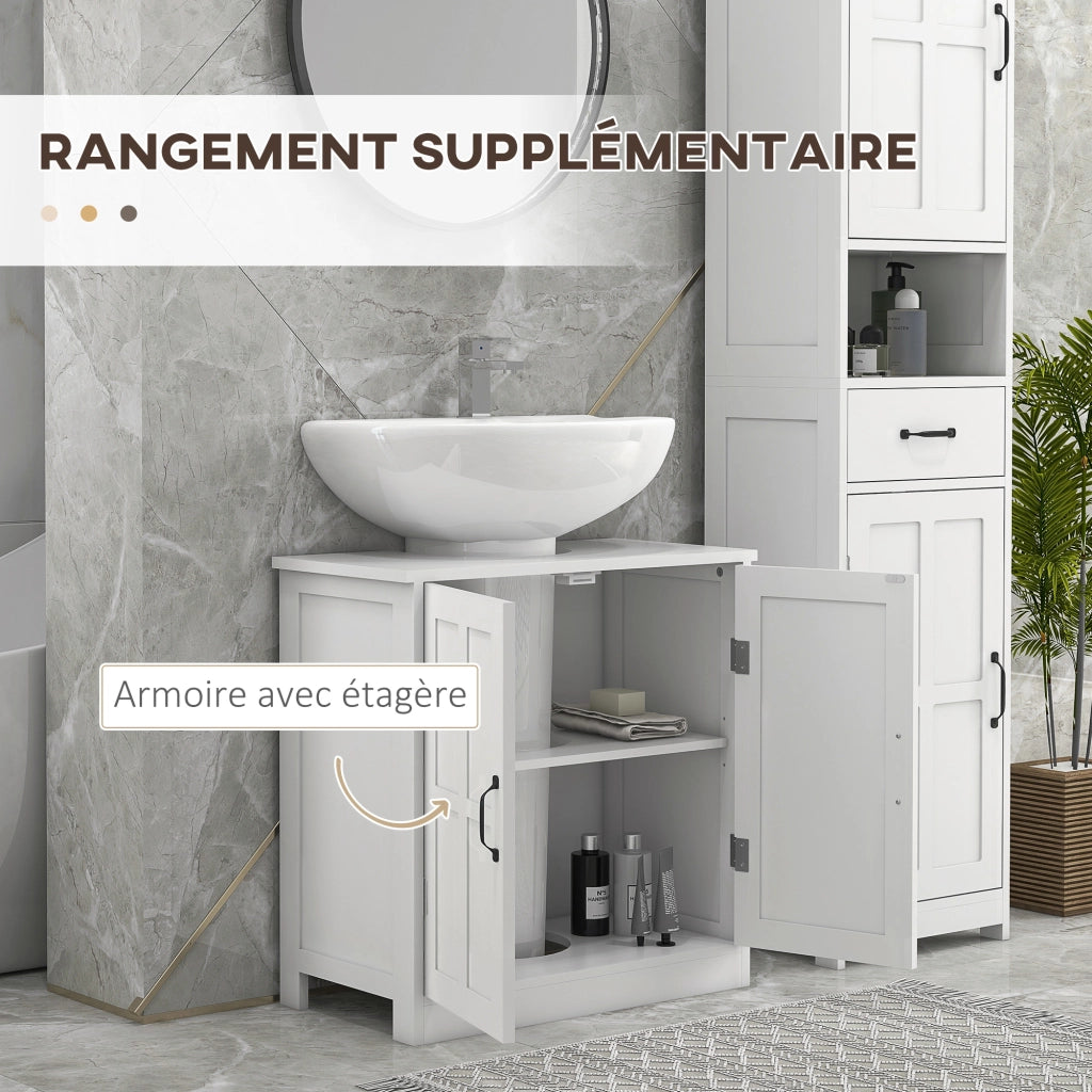 Mobile Sottolavabo Bagno con Ante e Ripiano Regolabile ¨C Minimal ¨C Bianco 60x30x60