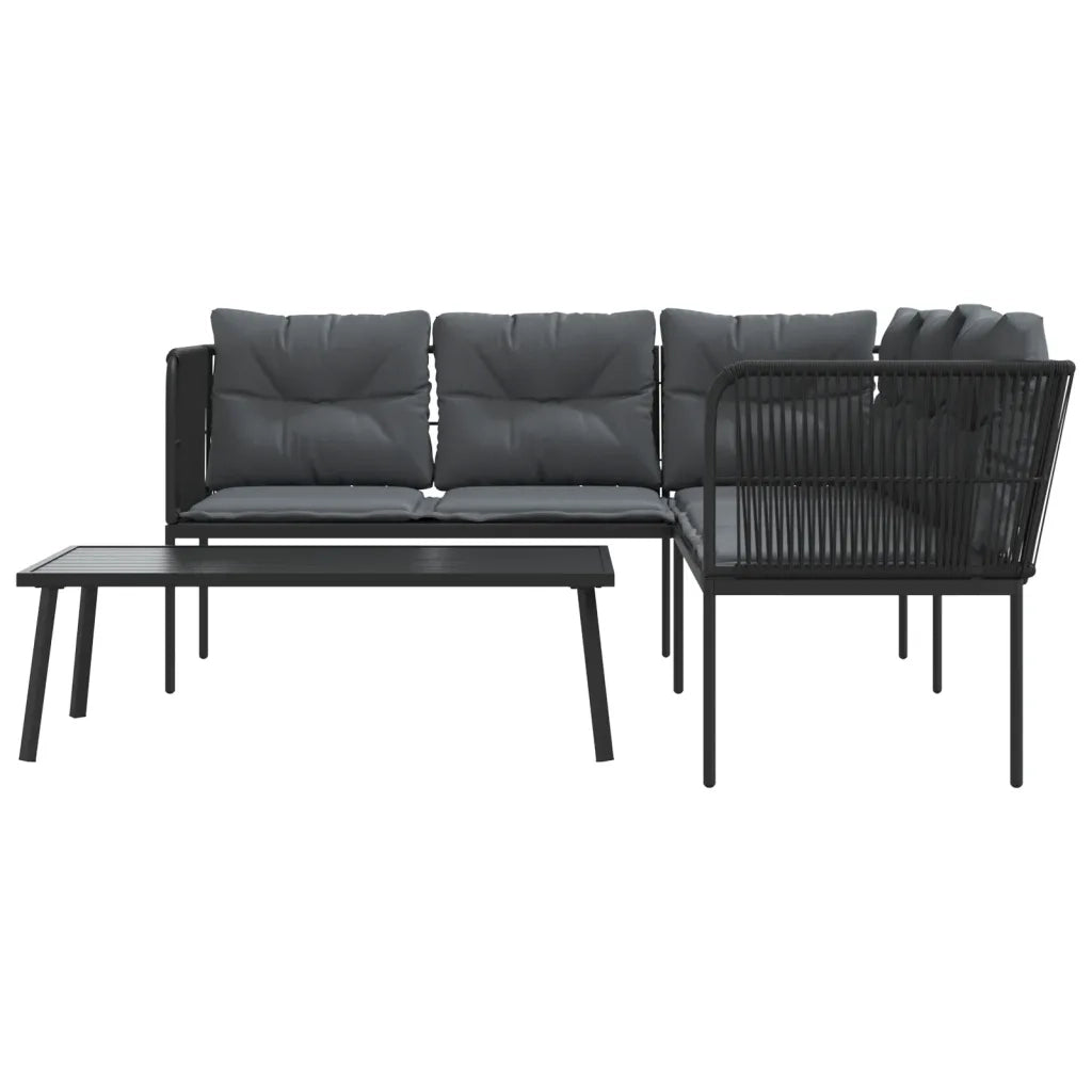 Set Divano da Giardino con Cuscini Nero Acciaio e Textilene 3283745